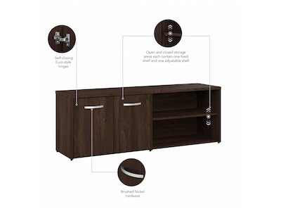 Bush Business Furniture Studio C Low Storage Cabinet with Doors and Shelves, Black Walnut (SCS160BW)