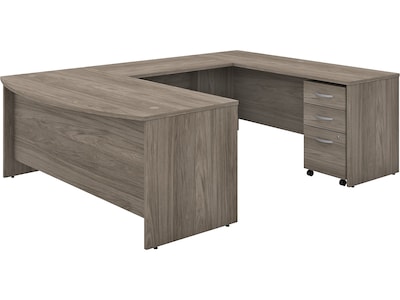 Bush Business Furniture Studio C 72W U Shaped Desk with Mobile File Cabinet, Modern Hickory (STC004