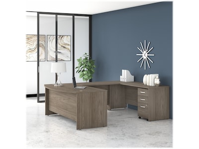 Bush Business Furniture Studio C 72"W U Shaped Desk with Mobile File Cabinet, Modern Hickory (STC004MHSU)