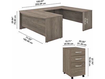 Bush Business Furniture Studio C 72"W U Shaped Desk with Mobile File Cabinet, Modern Hickory (STC004MHSU)