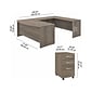 Bush Business Furniture Studio C 72"W U Shaped Desk with Mobile File Cabinet, Modern Hickory (STC004MHSU)