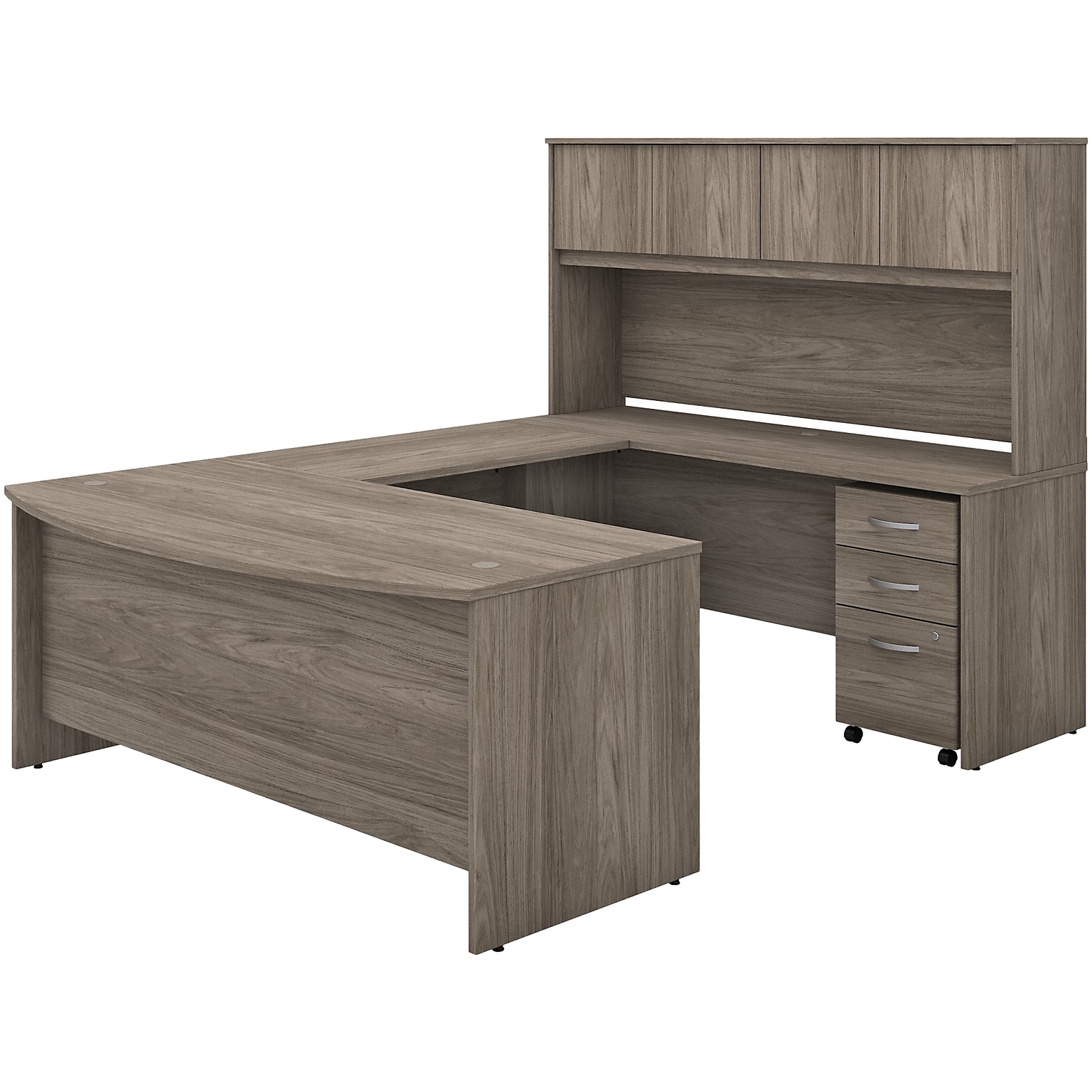 Bush Business Furniture Studio C 72W U Shaped Desk with Hutch and Mobile File Cabinet, Modern Hickory (STC003MHSU)