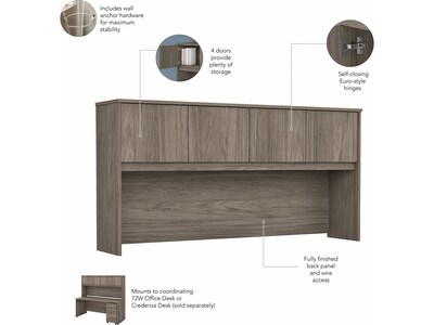 Bush Business Furniture Studio C 72"W U Shaped Desk with Hutch and Mobile File Cabinet, Modern Hickory (STC003MHSU)