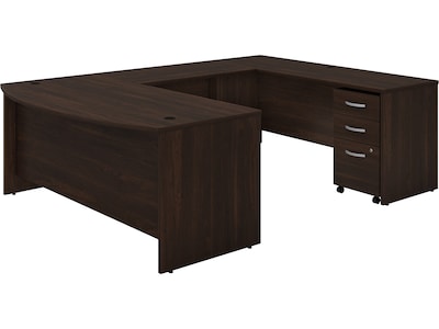 Bush Business Furniture Studio C 72W U Shaped Desk with Mobile File Cabinet, Black Walnut (STC004BW