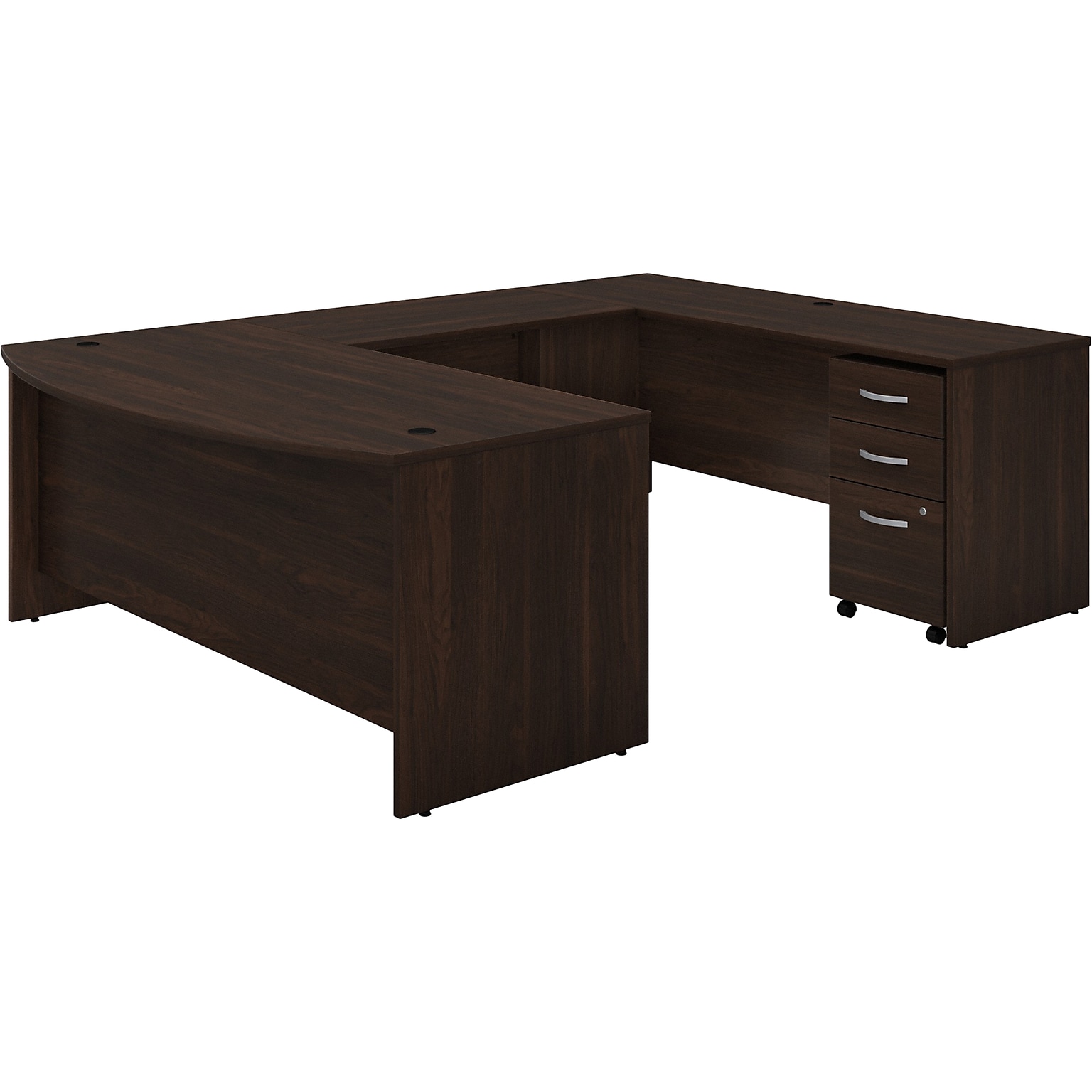 Bush Business Furniture Studio C 72W U Shaped Desk with Mobile File Cabinet, Black Walnut (STC004BWSU)