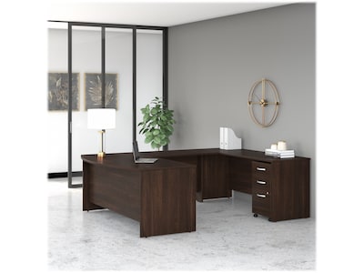 Bush Business Furniture Studio C 72W U Shaped Desk with Mobile File Cabinet, Black Walnut (STC004BW