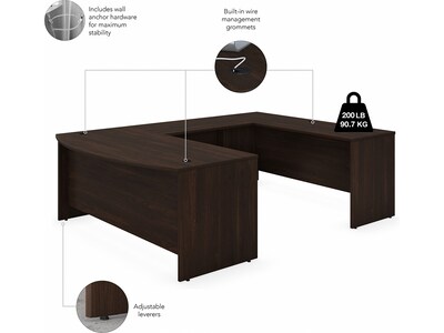 Bush Business Furniture Studio C 72"W U Shaped Desk with Mobile File Cabinet, Black Walnut (STC004BWSU)