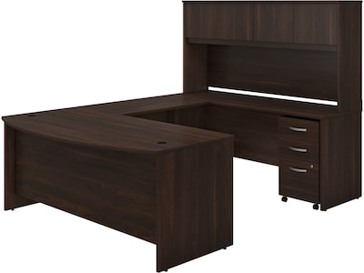 Bush Business Furniture Studio C 72W U Shaped Desk with Hutch and Mobile File Cabinet, Black Walnut