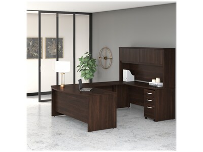 Bush Business Furniture Studio C 72W U Shaped Desk with Hutch and Mobile File Cabinet, Black Walnut