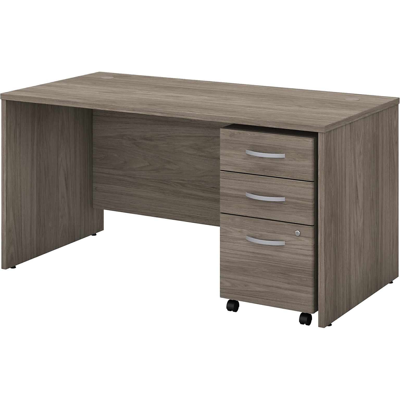 Bush Business Furniture Studio C 60W Office Desk with Mobile File Cabinet, Modern Hickory (STC014MHSU)