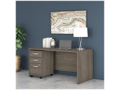 Bush Business Furniture Studio C 60"W Office Desk with Mobile File Cabinet, Modern Hickory (STC014MHSU)