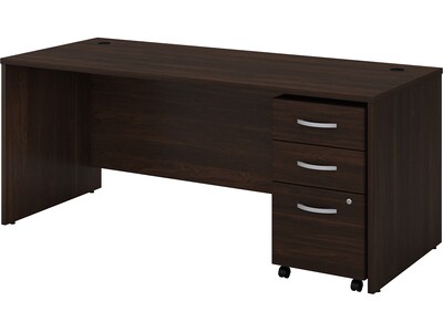 Bush Business Furniture Studio C 72W Office Desk with Mobile File Cabinet, Black Walnut (STC013BWSU