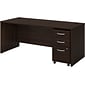 Bush Business Furniture Studio C 72"W Office Desk with Mobile File Cabinet, Black Walnut (STC013BWSU)