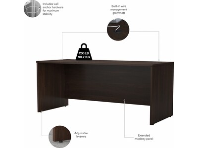 Bush Business Furniture Studio C 72"W Office Desk with Mobile File Cabinet, Black Walnut (STC013BWSU)