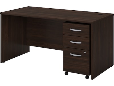 Bush Business Furniture Studio C 60W Office Desk with Mobile File Cabinet, Black Walnut (STC014BWSU