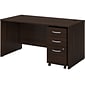 Bush Business Furniture Studio C 60"W Office Desk with Mobile File Cabinet, Black Walnut (STC014BWSU)