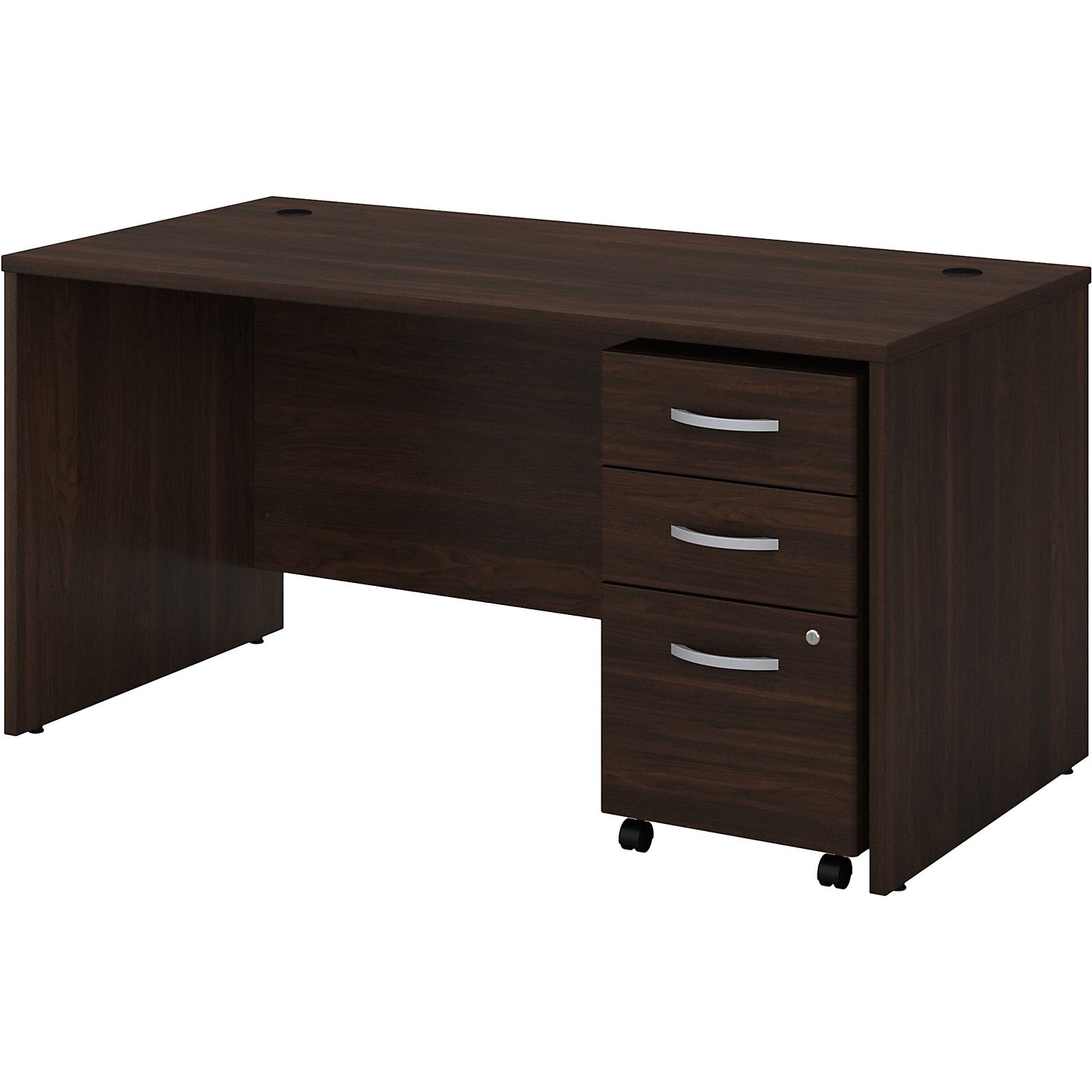 Bush Business Furniture Studio C 60W Office Desk with Mobile File Cabinet, Black Walnut (STC014BWSU)