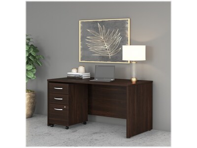 Bush Business Furniture Studio C 60W Office Desk with Mobile File Cabinet, Black Walnut (STC014BWSU