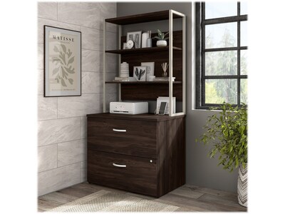 Bush Business Furniture Hybrid 36 "W Desktop Hutch, Black Walnut (HYH236BW)