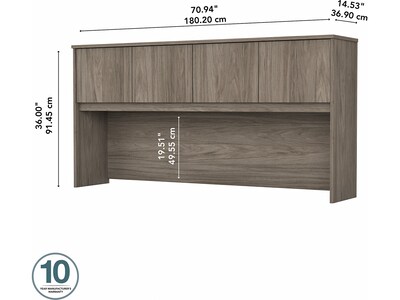 Bush Business Furniture Hybrid 71 "W Desktop Hutch, Modern Hickory (HYH172MH-Z)