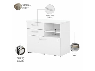 Bush Business Furniture Studio C Office Storage Cabinet with Drawers and Shelves, White (SCF130WHSU)