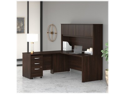 Bush Business Furniture Studio C 72W L Shaped Desk with Hutch, Mobile File Cabinet and Return, Blac