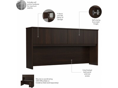 Bush Business Furniture Studio C 72"W L Shaped Desk with Hutch, Mobile File Cabinet and Return, Black Walnut (STC006BWSU)