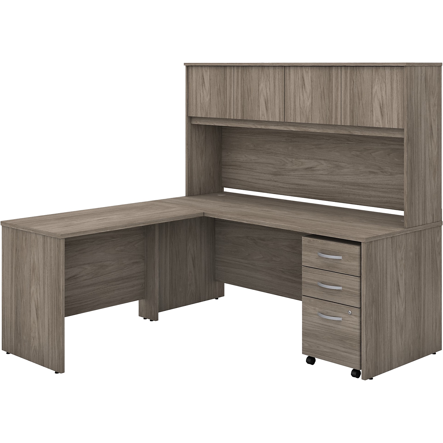 Bush Business Furniture Studio C 72W L Shaped Desk with Hutch, Mobile File Cabinet and Return, Modern Hickory (STC006MHSU)