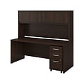 Bush Business Furniture Studio C 72W Office Desk with Hutch and Mobile File Cabinet, Black Walnut (