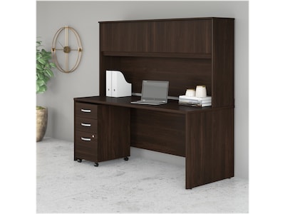 Bush Business Furniture Studio C 72W Office Desk with Hutch and Mobile File Cabinet, Black Walnut (