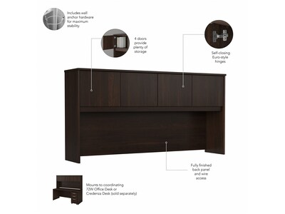 Bush Business Furniture Studio C 72"W Office Desk with Hutch and Mobile File Cabinet, Black Walnut (STC011BWSU)