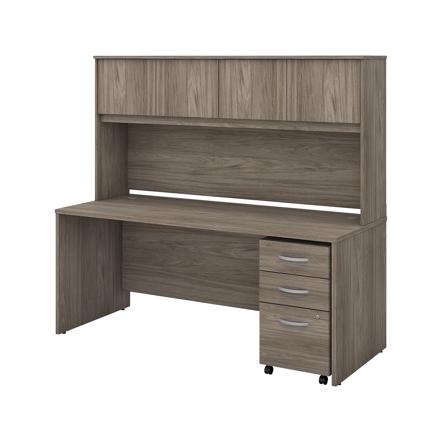 Bush Business Furniture Studio C 72 W Computer Desk with Hutch and Mobile File Cabinet Bundle, Modern Hickory (STC011MHSU)