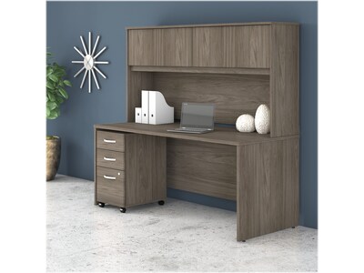 Bush Business Furniture Studio C 72" W Computer Desk with Hutch and Mobile File Cabinet Bundle, Modern Hickory (STC011MHSU)