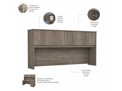 Bush Business Furniture Studio C 72" W Computer Desk with Hutch and Mobile File Cabinet Bundle, Modern Hickory (STC011MHSU)