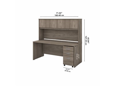 Bush Business Furniture Studio C 72" W Computer Desk with Hutch and Mobile File Cabinet Bundle, Modern Hickory (STC011MHSU)