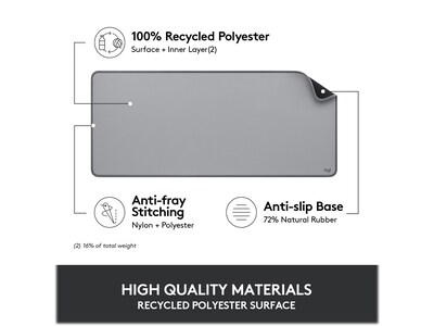 Logitech Studio Series Non-Skid Mouse Pad, Mid Gray (956-000047)