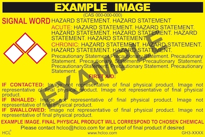 HCL L-(+) Tartaric Acid GHS Chemical Label, 4 x 7, Adhesive Vinyl, Yellow/Black, 25 Pack (GH307790047)