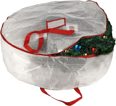 Elf Stor White Deluxe Wreath Storage Bag, 30" x 10" (ES1014)