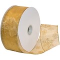 Morex Corp Gold/Gold Snowflake Wired Ribbon, 2.5 x 50 yd (7405-634)