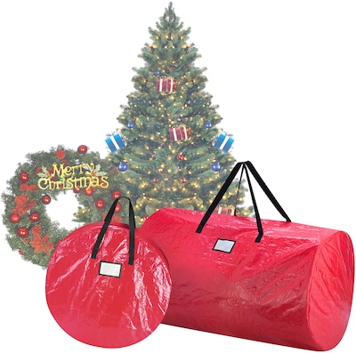 Elf Stor Red, 9ft Tree, 30" Wreath Tree & Wreath Storage Bag Combo (ES1016)