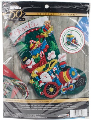 Bucilla 18 Long Choo Choo Santa Stocking Felt Applique Kit (86708)