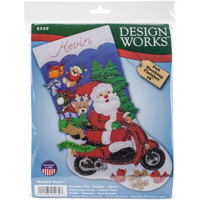 Tobin 18 Long Scooter Santa Stocking Felt Applique Kit (DW5239)