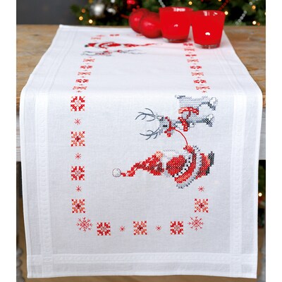 Vervaco Christmas Elves Table Runner Stamped Cross Stitch Kit, 16 x 40 (V0150617)