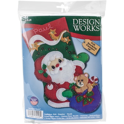 Tobin 18 Long Starlight Santa Stocking Felt Applique Kit (DW5248)