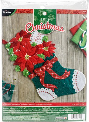 Bucilla 18 Long Christmas Poinsettia Stocking Felt Applique Kit (86705)