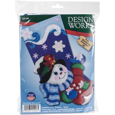 Tobin 18 Long Snowflake Snowman Stocking Felt Applique Kit (DW5246)