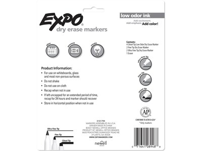 Expo Dry Erase Markers, Assorted Tips, Assorted Colors, 8/Pack(1930717)