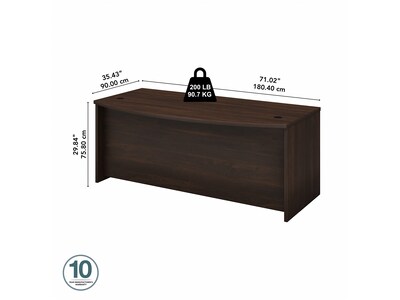 Bush Business Furniture Studio C 72"W Bow Front Desk, Black Walnut (SCD172BW)