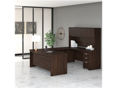 Bush Business Furniture Studio C 72"W Bow Front Desk, Black Walnut (SCD172BW)
