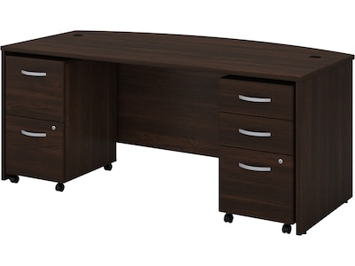 Bush Business Furniture Studio C 72W Bow Front Desk with Mobile File Cabinets, Black Walnut (STC012